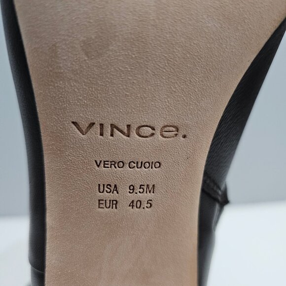 Vince Fitz Ankle Bootie Size 9.5 Truffle Brown Leather Pointed Toe Block Heel - Picture 13 of 14